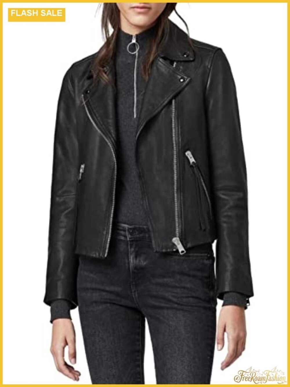Vegan Leather Moto Jacket Vented Back Aviator Coat Long Sleeve
